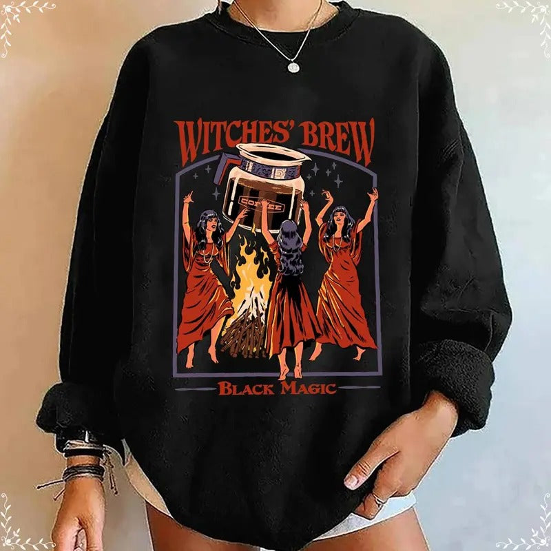 Witches Brew Halloween Sweatshirt Halloween Coffee Tee Shirt Witches Halloween Sweater Black Magic Witches T-Shirt Hoodie