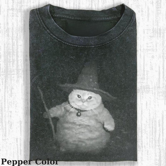 Wizard Cat Vintage Tee, Cat T-Shirt, Meme Cringe Funny Dumb Shirts, Unisex Movie Shirt Menswear Womenswear Streetwear