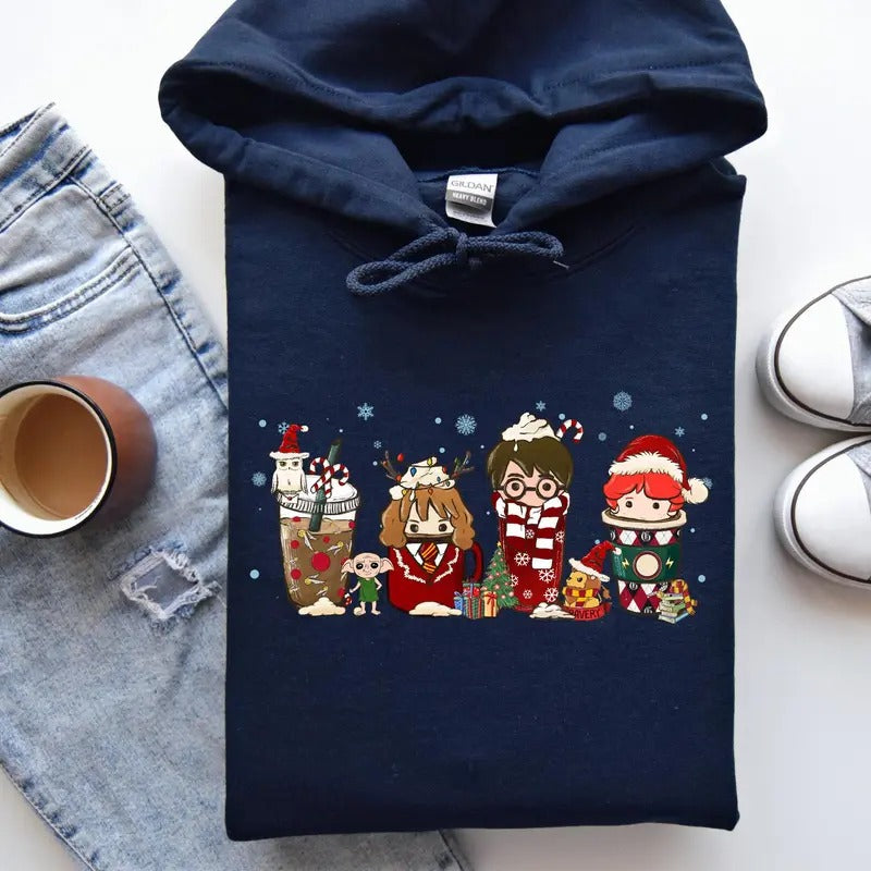 Wizard Christmas Latte Sweatshirt & Hoodie, Holiday Sweatshirt, Harry Potter Christmas Latte Sweatshirt HP Fan Gift, Winter Coffee Lover