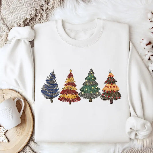 Wizard Christmas Tree Sweatshirt, Wizard Houses Christmas Tree Sweatshirt, Winter Holidays Shirt, Christmas Magic Sweater, Christmas Pine Trees Shirt, Xmas Christmas Gift Shirt