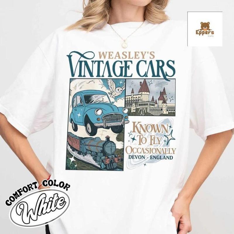 Wizard Flying Car Shirt, Style Weasley Car Tee, Bookish Wizard Shirt, Universal Fan shirt, Magical Adventure Apparel,...