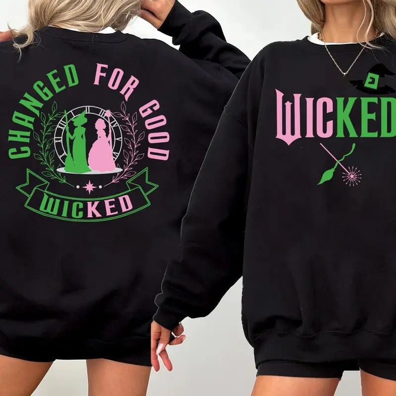 Wizard Of Oz Sweatshirt, Broomstick Hoodie, Wizard Of Oz Sweatshirt, Changed For Good Sweatshirt, Wicked Defy Gravity Outfit, Wicked Unisex Soft Comfort Crewneck Pullover Long Sleeves Graphic Fabric Sweater