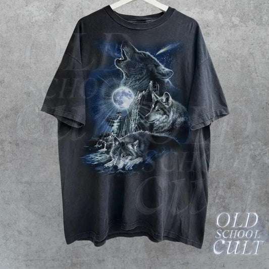 Wolf Family Howling At Moon Vintage Shirt, Wild Free Tee, Retro Wolves Pack TShirt, Loyal Gray Wolf, Wolf lovers...
