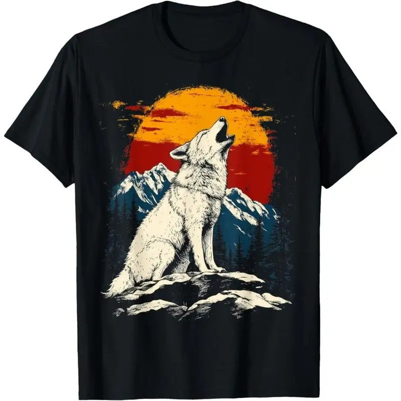 Wolf Graphic Tee Forest Nature Mountains Adventure Vintage T-Shirt Hoodie, Sweatshirt | WearSparks.com
