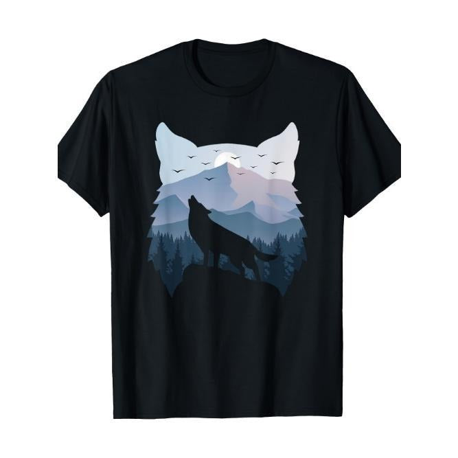 Wolf Landscape Mountain Wildlife Animal Nature Wolves T-shirt Made in USA Hoodie, Sweatshirt | WearSparks.com