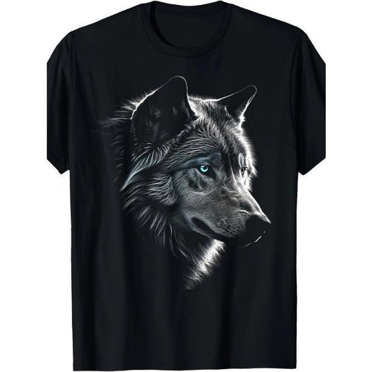 Wolf Portrait Blue Eyes - artwork | animal graphic Wolf T-shirt Made in USA