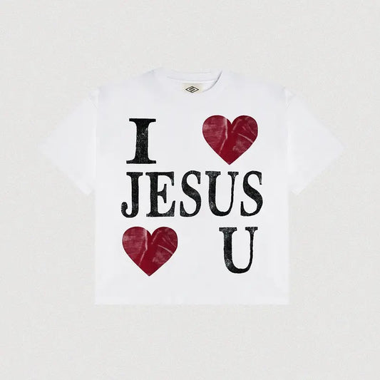 Vintage Jesus Loves U T-Shirt, For Men/Women - Unisex Style, 100% Cotton, Menswear Tops Streetwear Tshirt graphic  tees