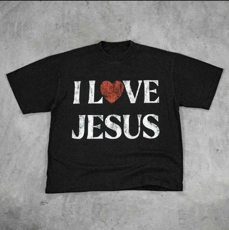 Vintage I Love Jesus T-Shirt, For Men/Women - Unisex Style, 100% Cotton, Tops Streetwear Tshirt
