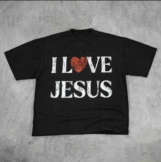 Vintage I Love Jesus T-Shirt, For Men/Women - Unisex Style, 100% Cotton, Tops Streetwear Tshirt