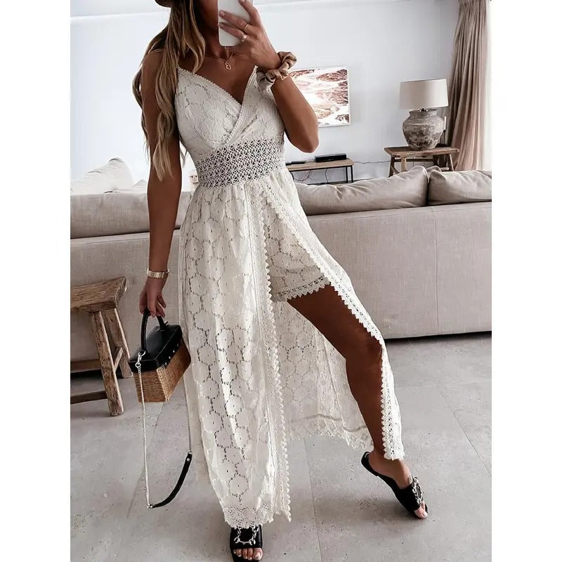 Women Casual Bodysuit, Solid Color Hollow Out Floral Lace Sleeveless Sling Bodysuit Light Polyester T-Shirts, Hoodie,...