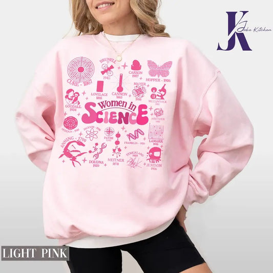 Women In Science Graphic T-Shirt & Hoodie Unisex Casual Crew Neck Long Sleeve Medium Length Soft Material Comfort Colors 1717 Gildan 18500