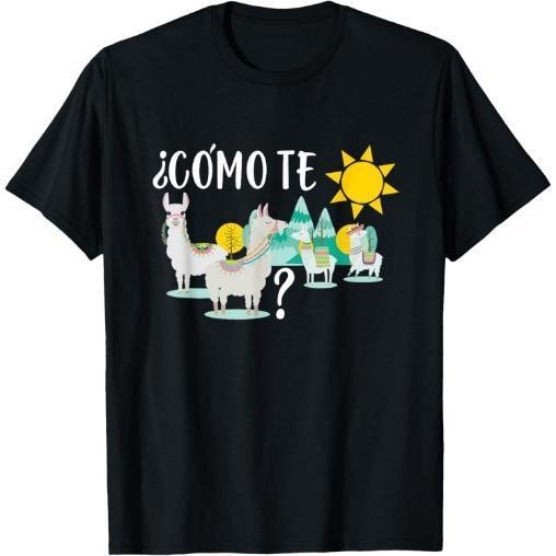 Women Llama Shirt Como Te LLamas Funny Spanish Teacher Gift T-Shirt Made in USA