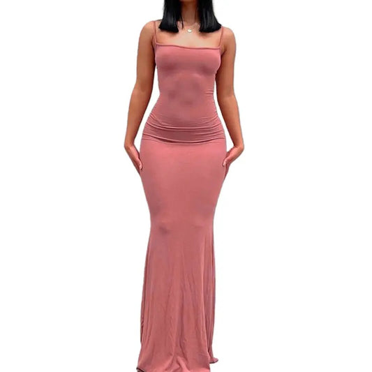 Women Sexy Bodycon Maxi Dress Sleeveless Slim Fitted Long Dress Y2k Girls Summer Dress Evening Dress Party Streetwear