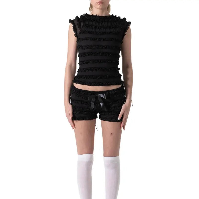 Women Y2k Sexy Micro Shorts Ruched Ruffle Shorts Cute Ruffle Lace Trim Pumpkin Pants Sexy Boy Shorts Layered Bottoms Y2k Fairy Sweet Pettipants