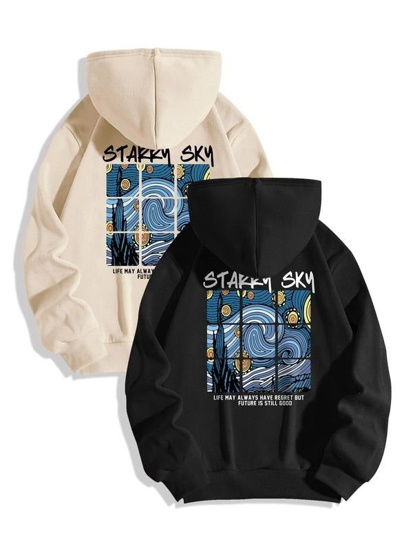 Women's 2pcs Slogan Graphic Drop Shoulder Hoodie, Fashion Casual Drawstring Pocket Hooded Sweatshirt for Daily Holiday Outdoor Wear, Women Clothes for Fall & Winter