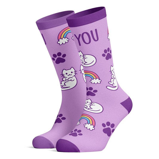 Women's Be You Socks Funny Pet Cat Lover Cute Kitty Rainbow Novelty Footwear Funny Graphic Socks Comfortable Fitted Spandex Cotton