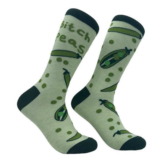 Women's Bitch Peas Socks Funny Pea Plant Please Offensive Joke Footwear Funny Graphic Socks Comfortable Fitted Spandex Cotton