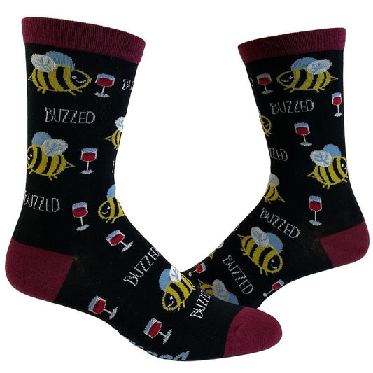 Women's Buzzed Socks Funny Bumble Bee Drinking Party Graphic Novelty Footwear Funny Graphic Socks Comfortable Fitted Spandex Cotton