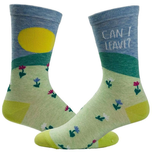 Women's Can I Leave Socks Funny Loner Introvert Sunny Day Sarcastic Footwear Funny Graphic Socks Comfortable Fitted Spandex Cotton