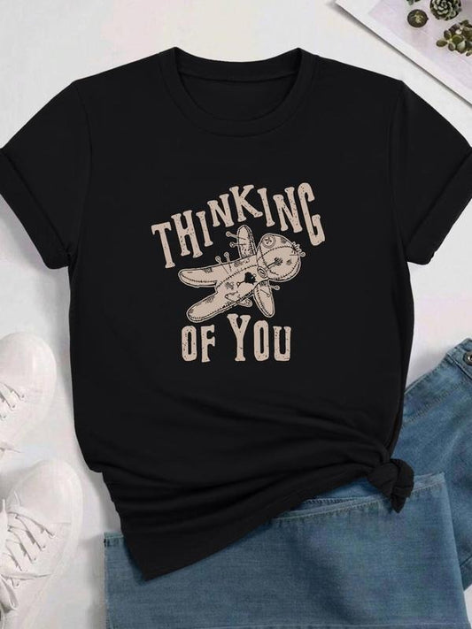 Women's Cartoon Dog & Letter Print Round Neck Tee, Fashion Casual Crew Neck T-Shirt for Daily Holiday Vacation Outdoor Wear, Ladies Clothes for All Seasons, Top