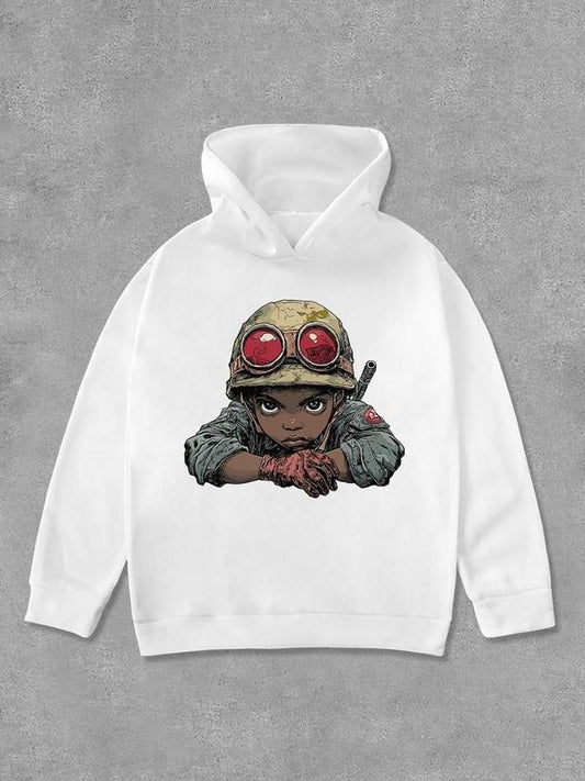 Women's Cartoon Print Hoodie, Fashion Casual Long Sleeve Hooded Sweatshirt for Daily Holiday Outdoor Wear, Women Clothing for Fall & Winter