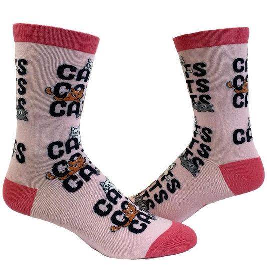 Women's Cats Cats Cats Socks Funny Crazy Cat Lady Pet Kitty Animal Lover Graphic Novelty Footwear Funny Graphic Socks Comfortable Fitted Spandex Cotto
