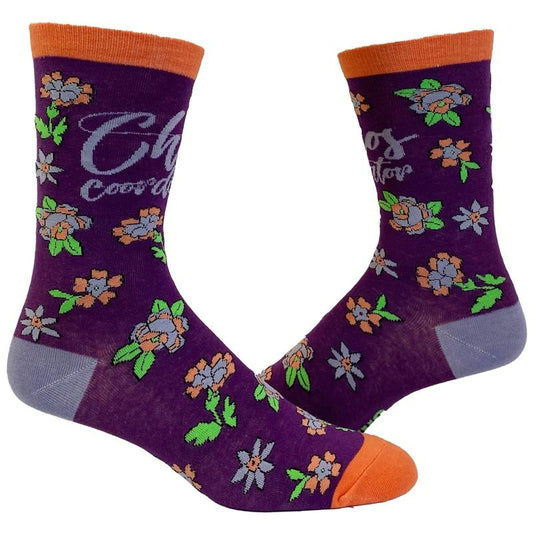 Women's Chaos Coordinator Socks Funny Mothers Day Parenting Adulting Graphic Footwear Funny Graphic Socks Comfortable Fitted Spandex Cotton