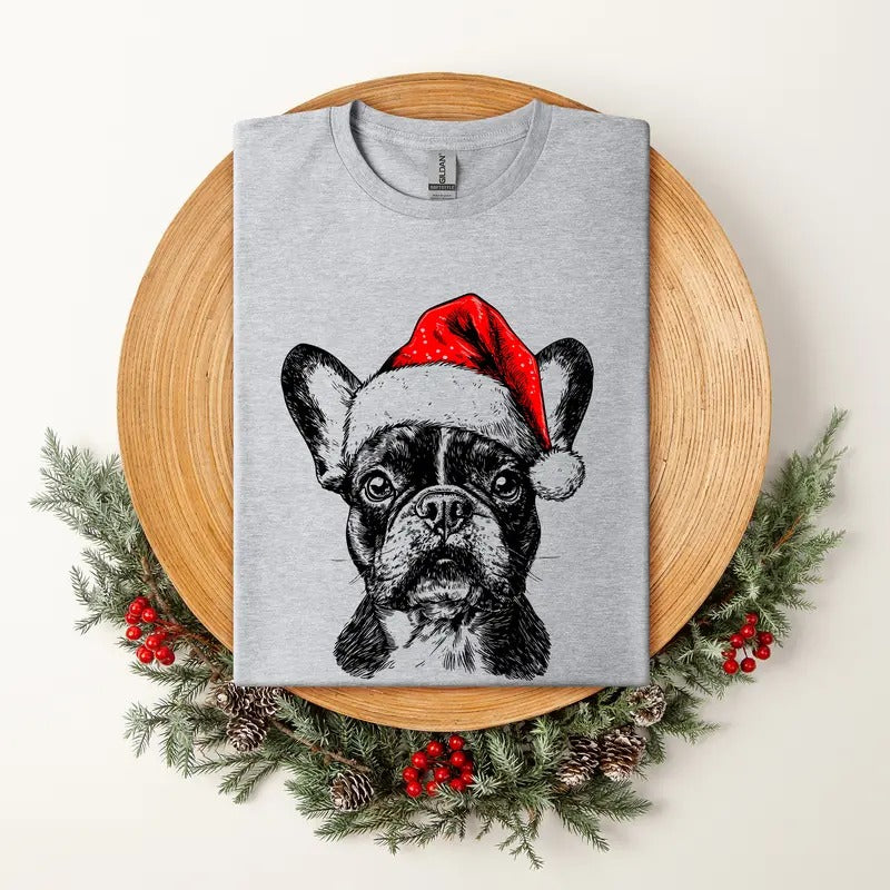Women's Christmas Dog Lover Tee - Santa Pet T-Shirt - Soft Style Tee - Tops, Womenswear Hoodie, Sweatshirt | WearSparks.com