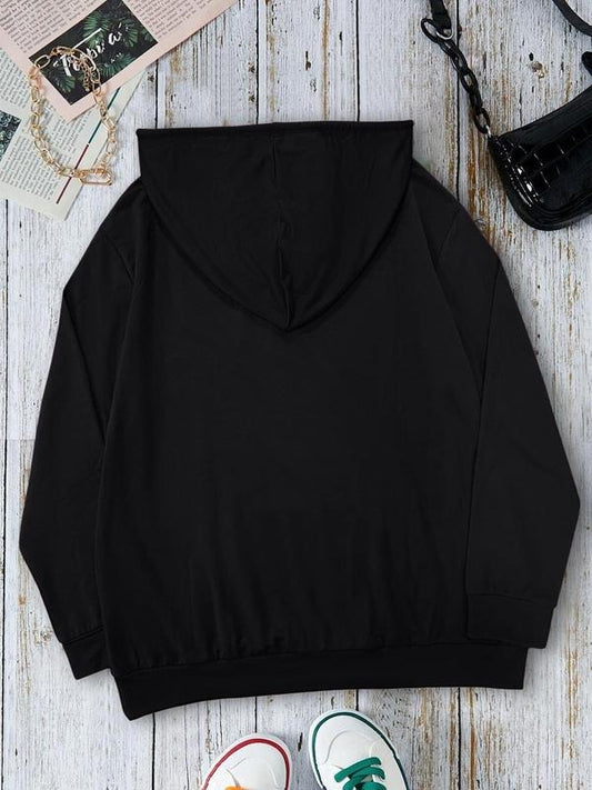 Women's Christmas Letter Print Drop Shoulder Hoodie, Fashion Casual Drawstring Pocket Hooded Sweatshirt for Daily Holiday Outdoor Wear, Women Clothing for Fall & Winter