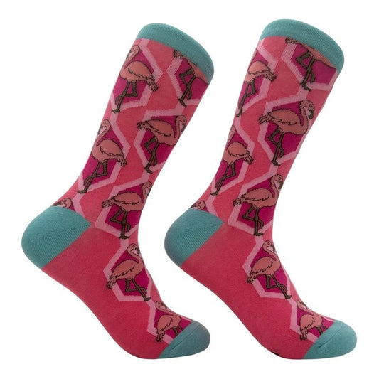 Women's Flamingos Socks Funny Sarcastic Flamingo Graphic Novelty Footwear for Ladies Funny Graphic Socks Comfortable Fitted Spandex Cotton