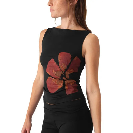 Women's Flower Graphic Crop Tank Tops Cute Fitted Floral Print Boat Neck Sleeveless Baby Tees Y2K Summer Party Club Going Out Tops