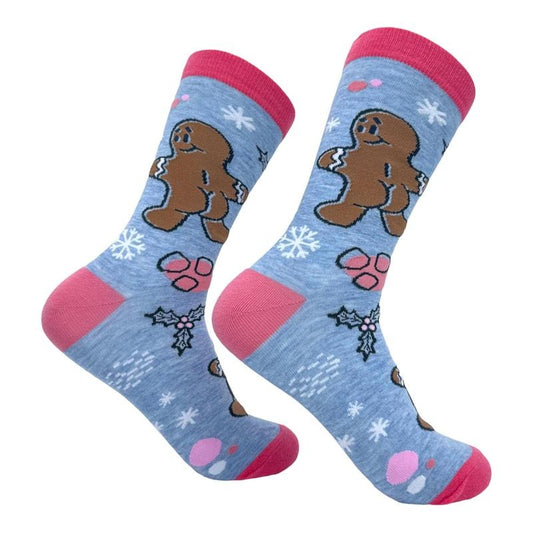 Women's Gingerbread Man Butt Socks Funny Naughty Xmas Treat Footwear Funny Graphic Socks Comfortable Fitted Spandex Cotton