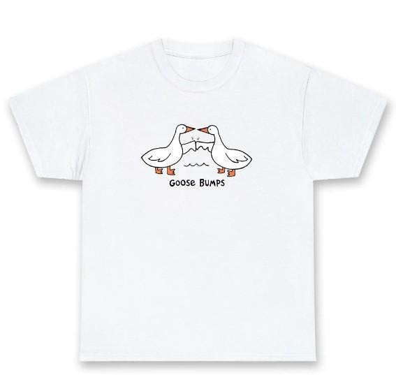 Women's Goose Bumps Y2K Graphic Tee,  Summer Crewneck Womenswear Top Underwear Lady