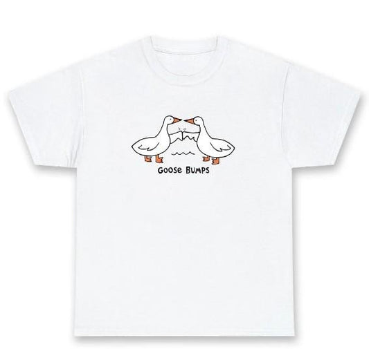 Women's Goose Bumps Y2K Graphic Tee,  Summer Crewneck Womenswear Top Underwear Lady