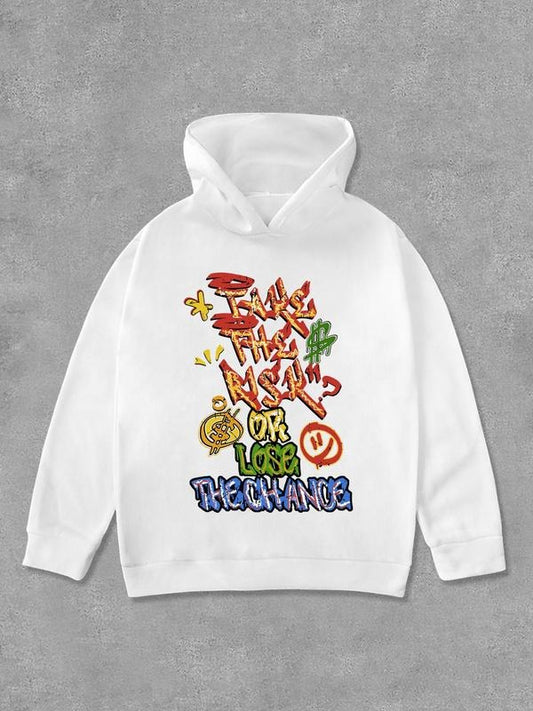 Women's Graffiti Letter Print Drop Shoulder Hoodie, Fashion Casual Hooded Sweatshirt for Daily Holiday Outdoor Wear, Women Clothing for Fall & Winter