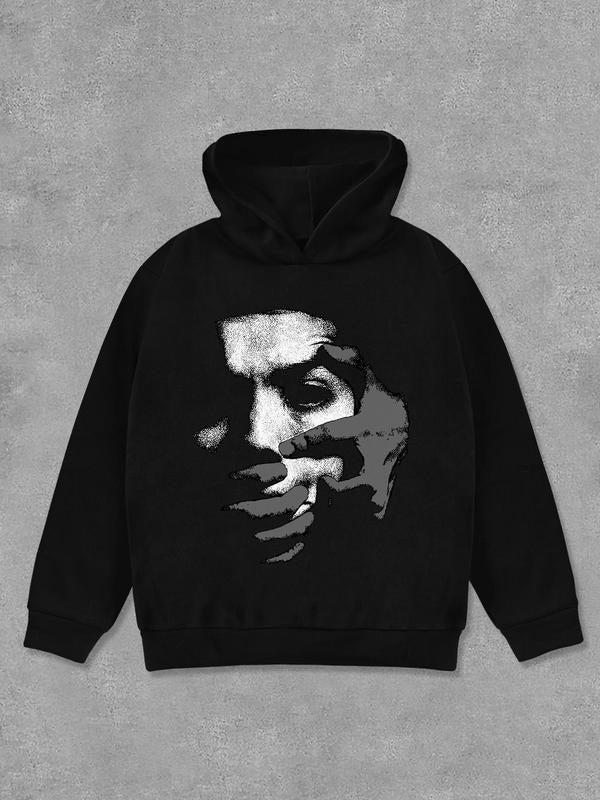 Women's Graphic Print Drop Shoulder Hoodie, Fashion Casual Long Sleeve Hooded Sweatshirt for Daily Holiday Outdoor Wear, Women Clothing for Fall & Winter