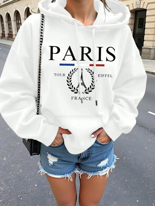 Women's Graphic Print Hoodie, Casual Long Sleeve Hooded Sweatshirt for Spring & Fall, Fashion Women's Top for Daily Wear