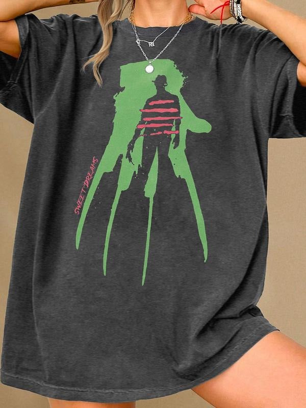 Women's Graphic Print Round Neck Tee, Fashion Casual Crew Neck T-shirt for Daily Holiday Vacation Outdoor Wear, Ladies Clothes for All Seasonsstyle{n002}2