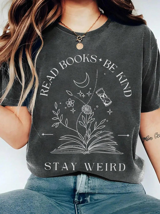 Women's Graphic Print Round Neck Tee, Vintage Trendy Casual Graphic Short Sleeve T-shirt for Daily Wear, Ladies Spring &...