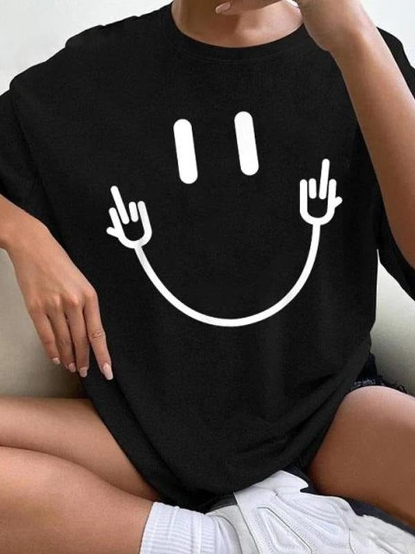 Women's Graphic Print Tee, Fashion Casual Short Sleeve T-Shirt for Daily Outdoor Wear, Ladies Clothes for All Seasons