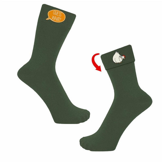 Women's Guess What Chicken Butt Flip Socks Funny Joke Humor Graphic Novelty Footwear Funny Graphic Socks Comfortable Fitted Spandex Cotton