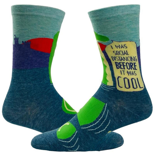 Women's I Was Social Distancing Before It Was Cool Socks Funny Loch Ness Monster Novelty Footwear Funny Graphic Socks Comfortable Fitted Spandex Cotton