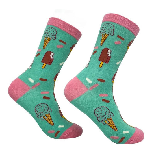 Women's Ice Cream Socks Funny Frozen Treat Dessert Vanilla Chocolate Cone Graphic Novelty Footwear Funny Graphic Socks Comfortable Fitted Spandex Cotton