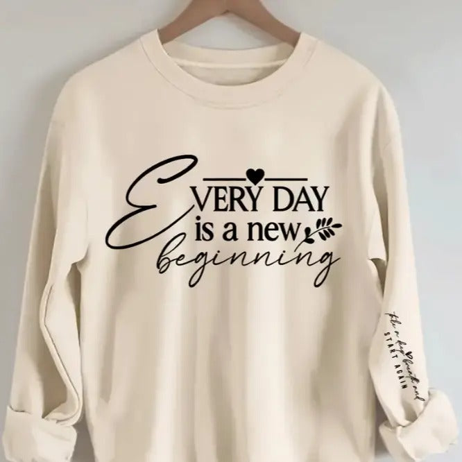 Women's Inspirational Quote Crew Neck Sweatshirt Unisex Medium-Heavy Fabric Loose Fit Casual Winter Style with 50% Cotton and 50% Polyester - Pullover