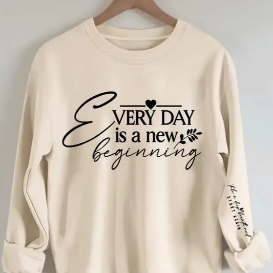 Women's Inspirational Quote Crew Neck Sweatshirt Unisex Medium-Heavy Fabric Loose Fit Casual Winter Style with 50% Cotton and 50% Polyester - Pullover