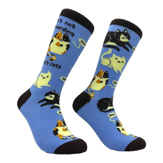 Women's Its Not Hoarding If Its Cats Socks Funny Purring Kitten Lovers Joke Footwear Funny Graphic Socks Comfortable Fitted Spandex Cotton