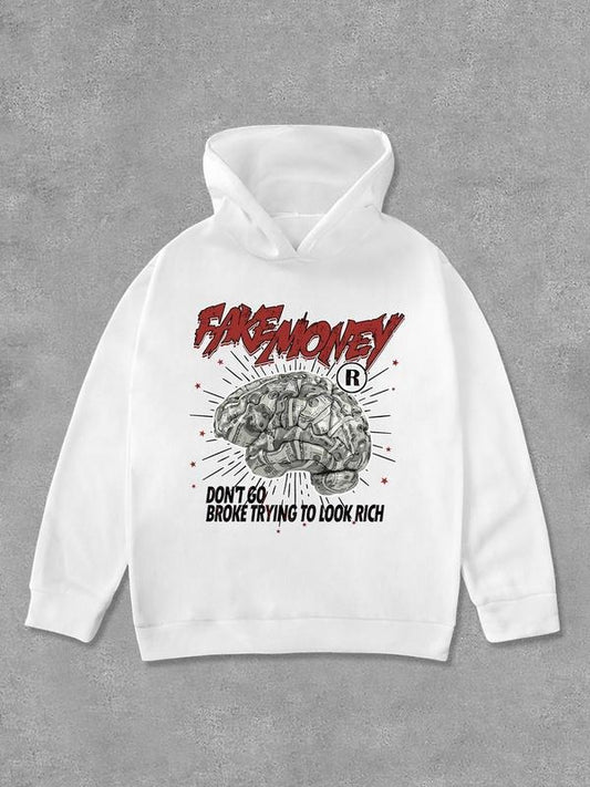 Women's Letter & Brain Print Hoodie, Fashion Casual Long Sleeve Hooded Sweatshirt for Daily Holiday Outdoor Wear, Women Clothing for Fall & Winter