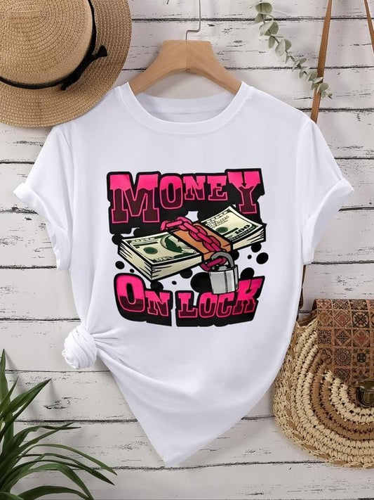 Women's Letter & Graphic Print Round Neck Tee, Fashion Casual Crew Neck T-Shirt for Daily Holiday Vacation Outdoor Wear, Ladies Clothes for All Seasons