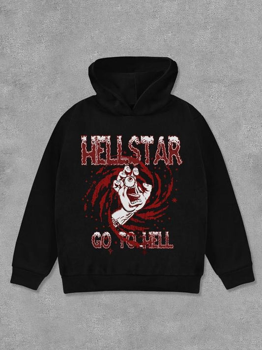 Women's Letter & Hand Print Hoodie, Fashion Casual Long Sleeve Hooded Sweatshirt for Daily Holiday Outdoor Wear, Women Clothing for Fall & Winter