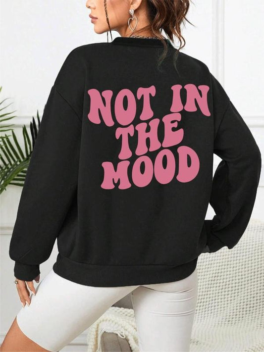 Women's Letter Print Crew Neck Sweatshirt, Long Sleeve Drop Shoulder Loose Pullover Tops, Casual Fashion Fall Clothes for Streetwear Holiday